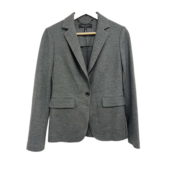 Rag & Bone Deconstructed Razor 100% Wool Laine USA made Blazer Grey 0 A000639 - Picture 2 of 11